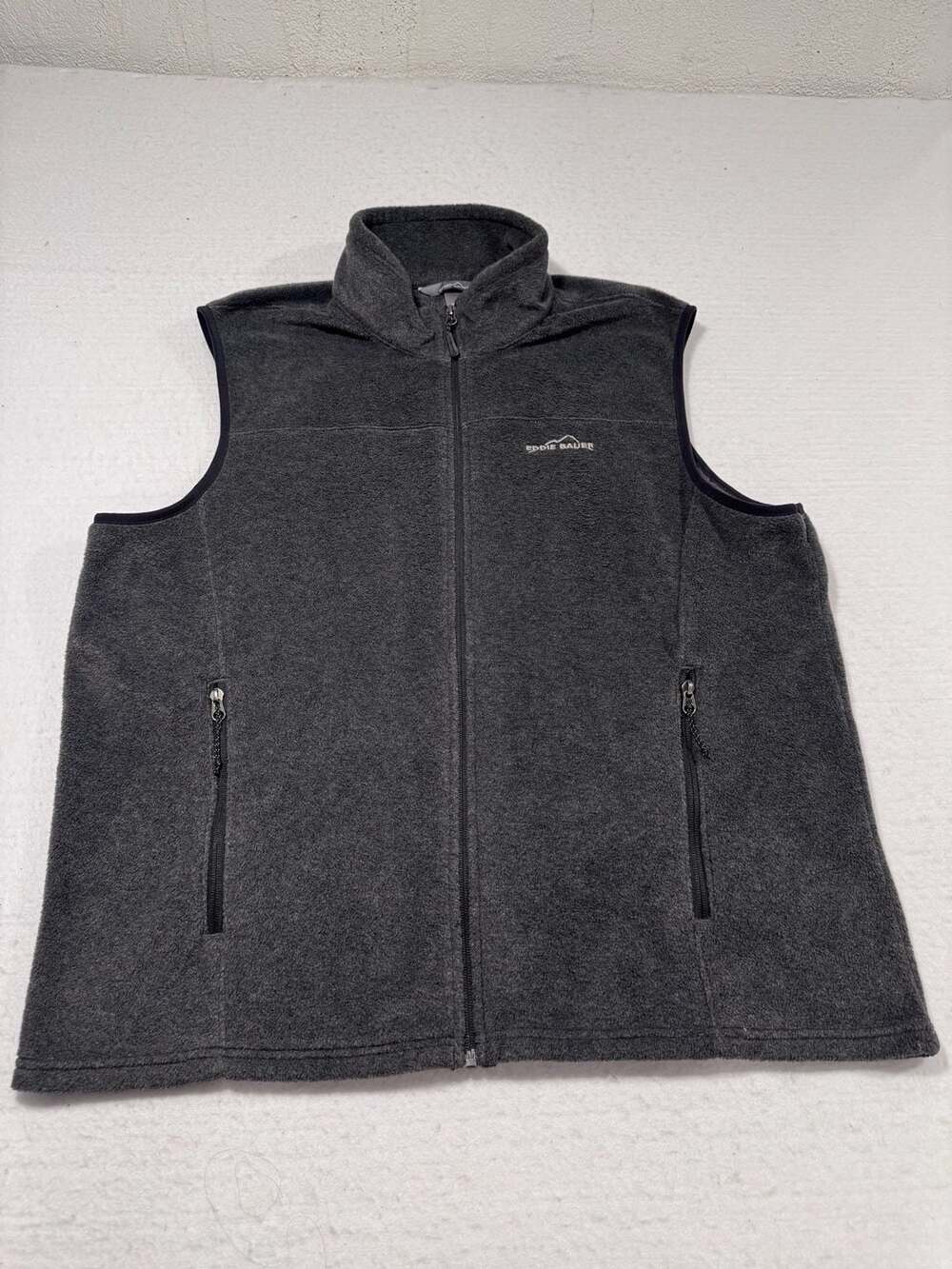 Eddie Bauer Fleece Vest XL Gray Full Zip Pockets